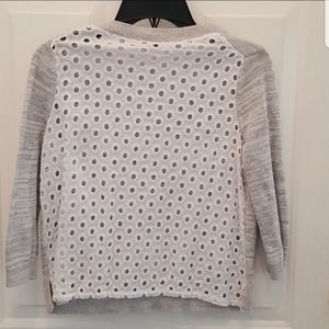 GAP Eyelet Gray & White Sweater - Women's Size SP